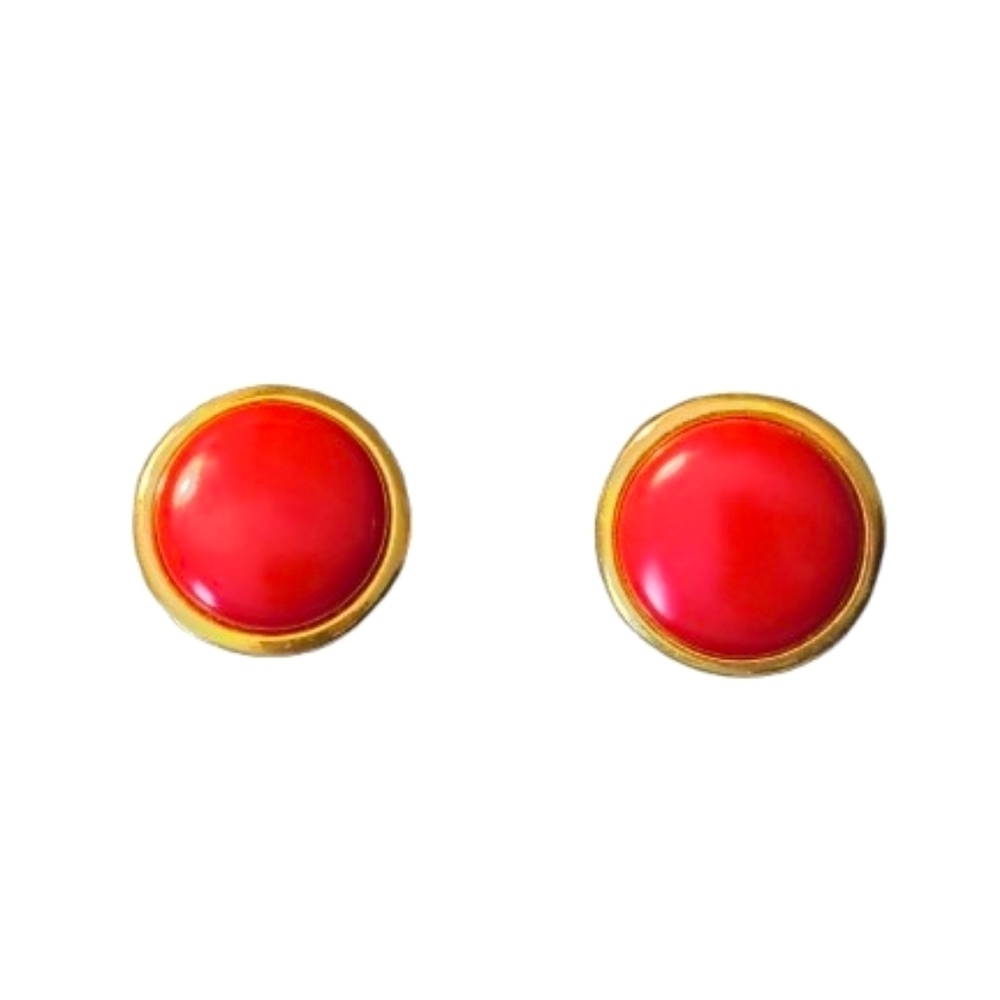 Red Vintage Clip On Earrings